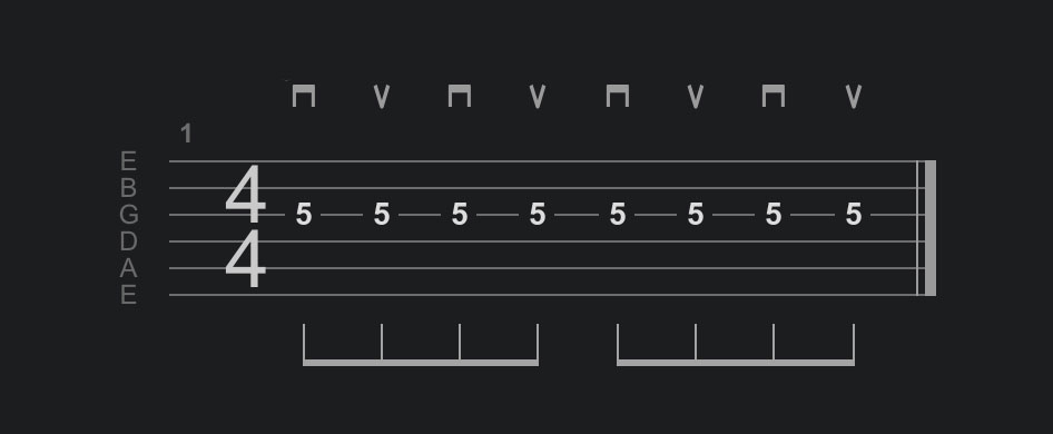 One-string alternate picking motion test at the fifth fret